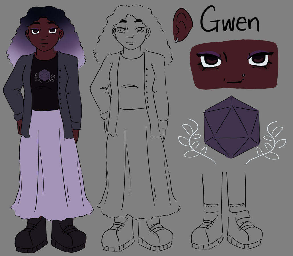Gwen character design (finalized) for KSU Game Narrative Lab (2025)