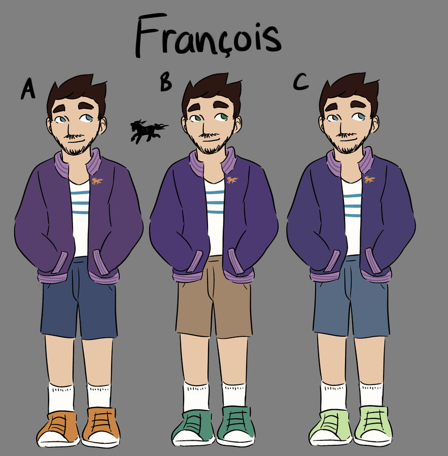 Francois character concept for KSU Game Narrative Lab (2025)